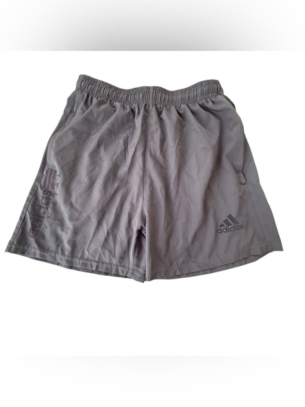 Adidas Vintage Swim Shorts Gray Size L Elastic Waist Lined Athletic Beach Shorts